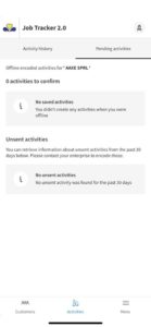 Offline activities job tracker