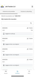 Prestatiehistoriek job tracker
